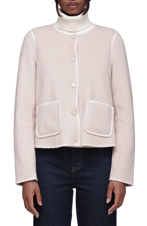 Contrast Stitch Collarless Jacket