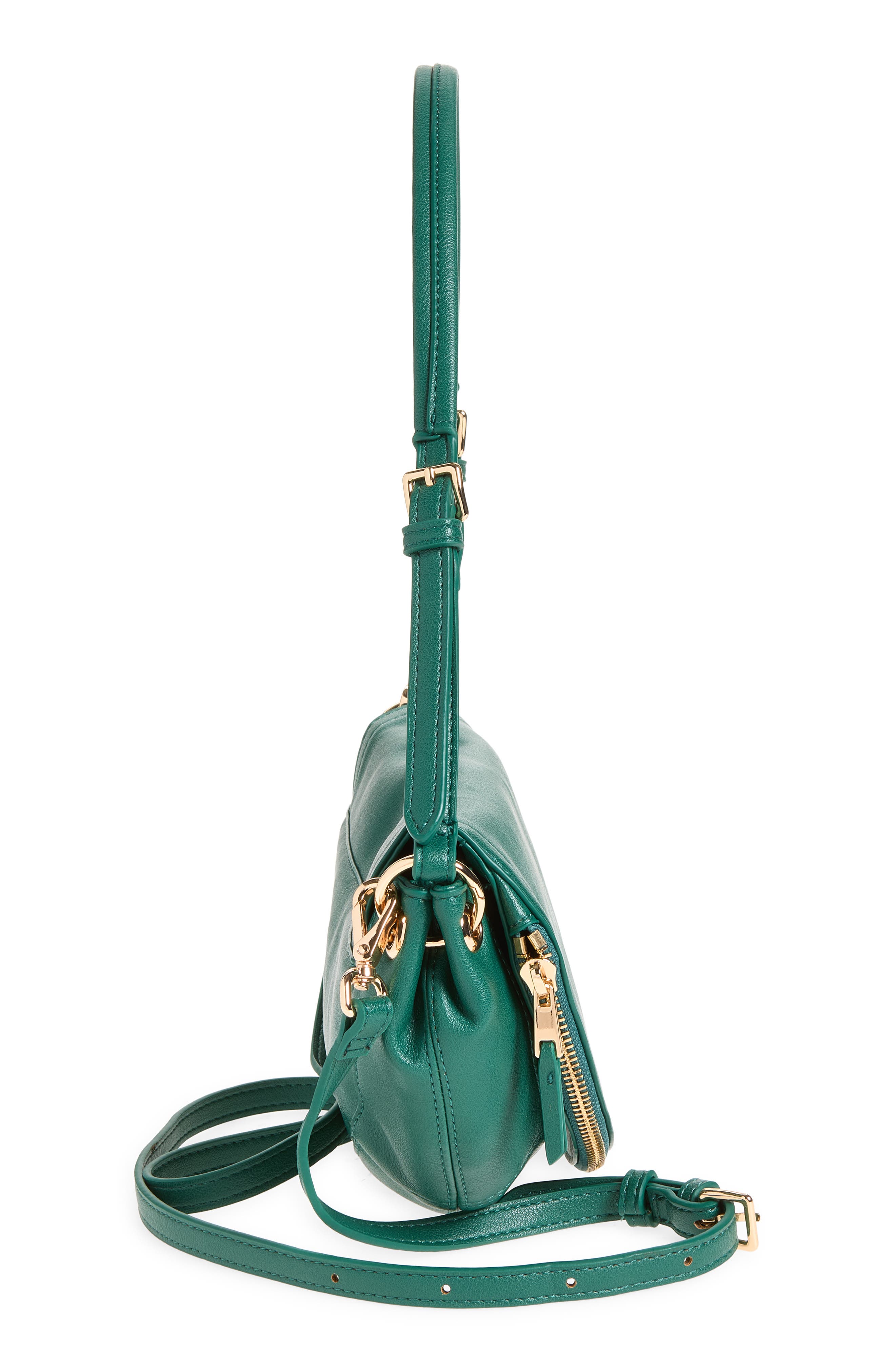 Getaria Semicircular Faux Leather Shoulder Bag, Alternate, color, EMERALD GREEN