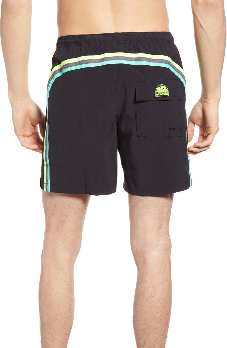 Sundek Back Stripe Volley Swim Trunks, Alternate, color,