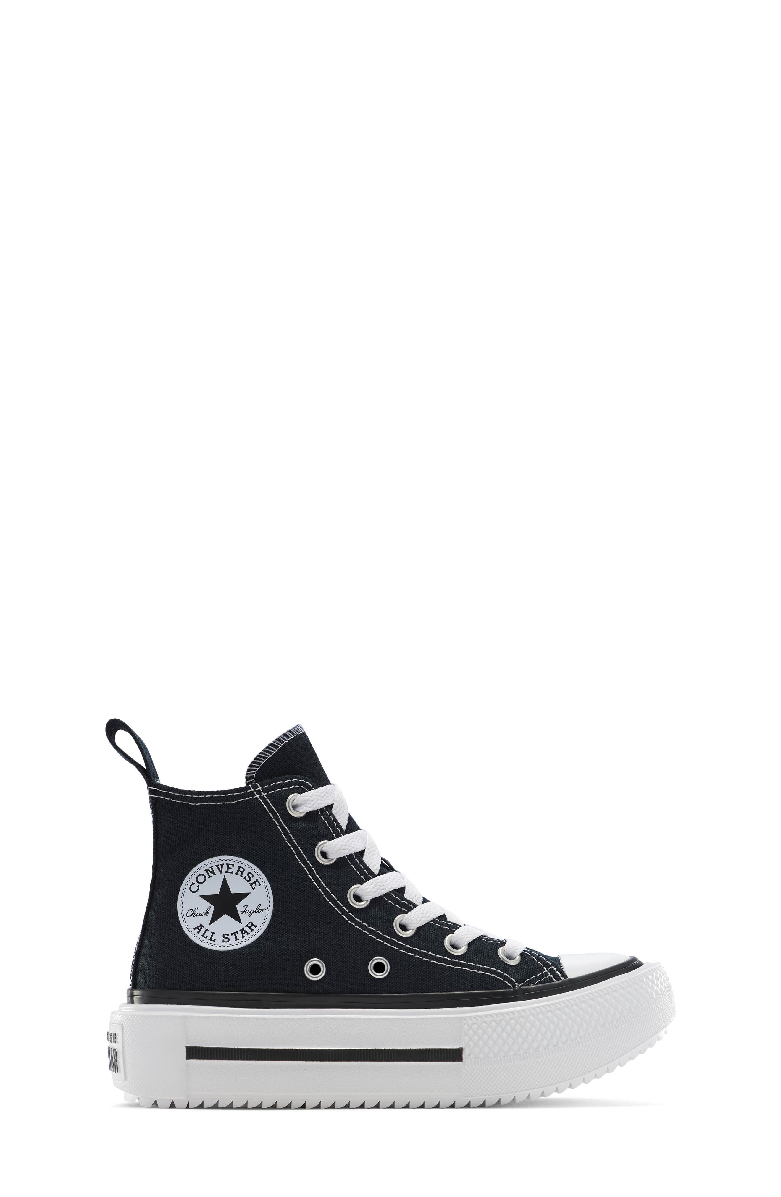 Converse Kids
 Chuck Taylor<sup
®</sup
 All Star Lift Duo Stack High Top Platform Sneaker, Main, color, Black/ White/ Egret