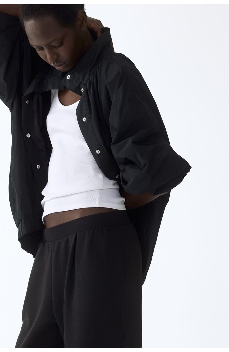 H&M Wide Interlock Joggers, Alternate, color, Black