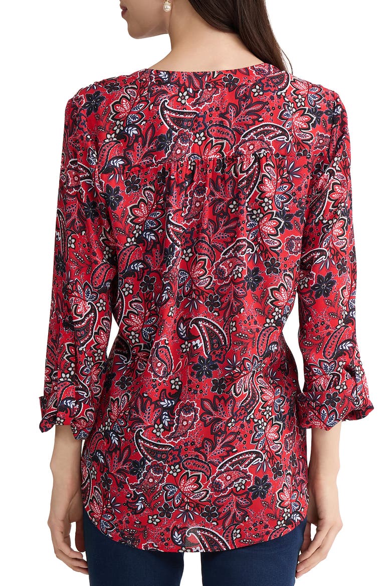 Paisley Print Tunic, Alternate, color, ROUGE MULTI