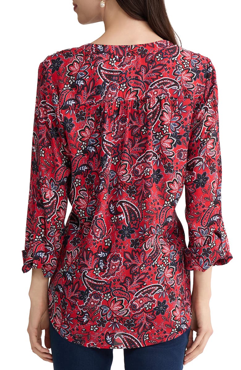 Jones New York Paisley Print Tunic, Alternate, color, Rouge Multi