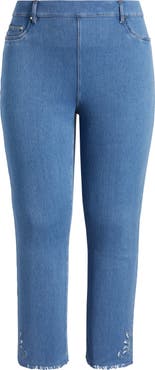 Lysse Yori Eyelet Fringe Hem Crop Straight Leg Jeans