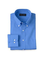 Paul Fredrick Tailored Fit Non-iron Cotton Pinpoint Solid Button Down Collar Dress Shirt