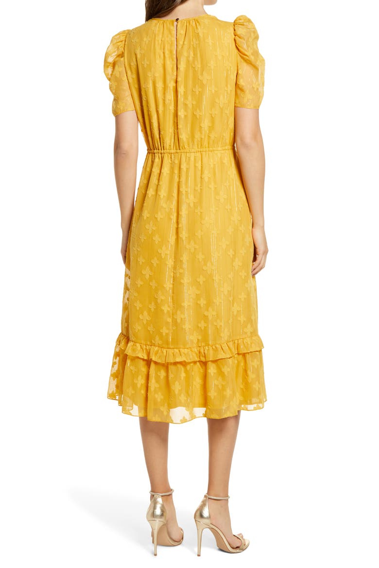 Metallic Stripe Jacquard A-Line Dress, Alternate, color, YELLOW