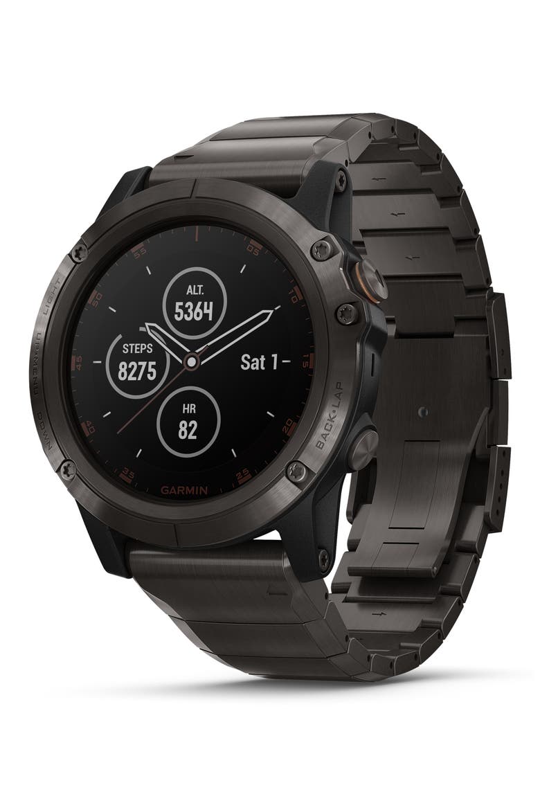 fenix® 5X Plus Sapphire Premium Multisport GPS Watch, 51mm, Main, color, CARBON GRAY