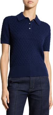 Theory Textured Cable Knit Organic Cotton Polo