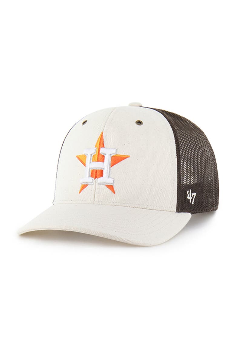 Men's Carhartt x '47 Natural/Brown Houston Astros Undyed Trucker Adjustable Hat, Main, color, Natural
