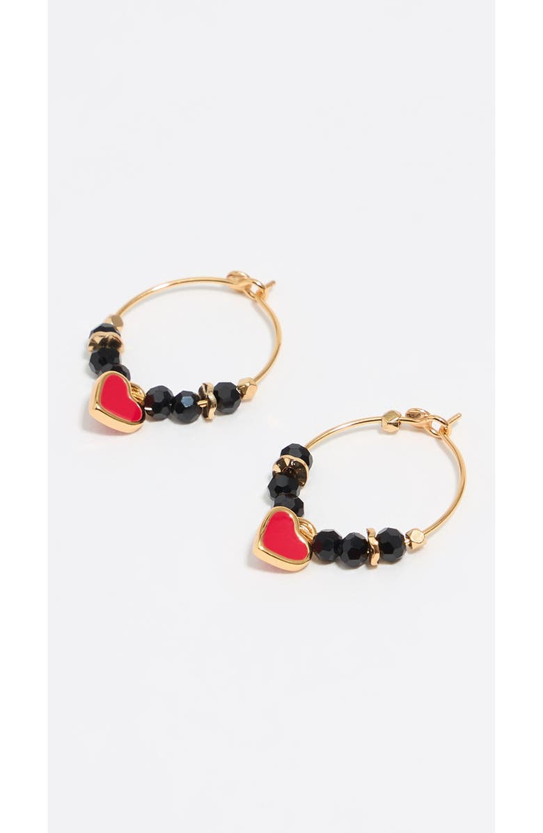 Bimba y Lola Hoop Heart Earrings, Alternate, color, Black