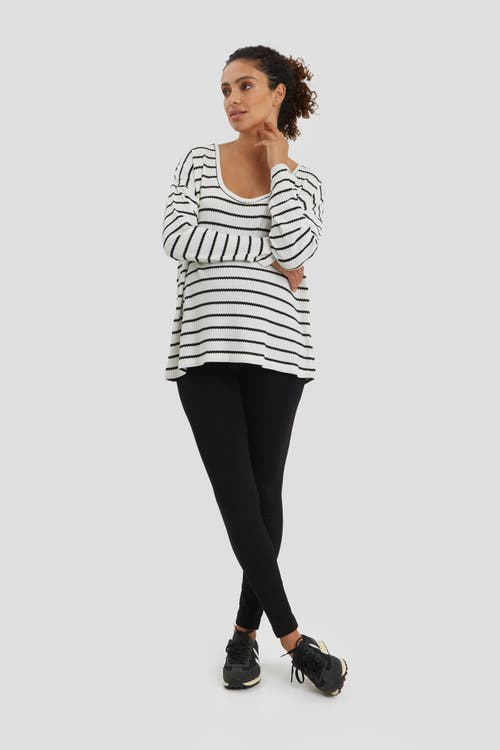 Nom Maternity Cannes Stripe Maternity Sweater In White