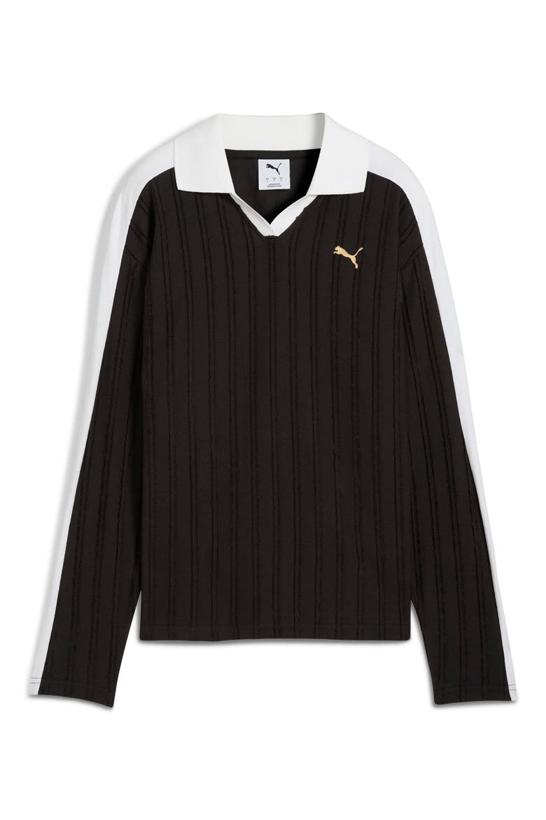 T7 Relaxed Long Sleeve Polo, Alternate, color, PUMA BLACK