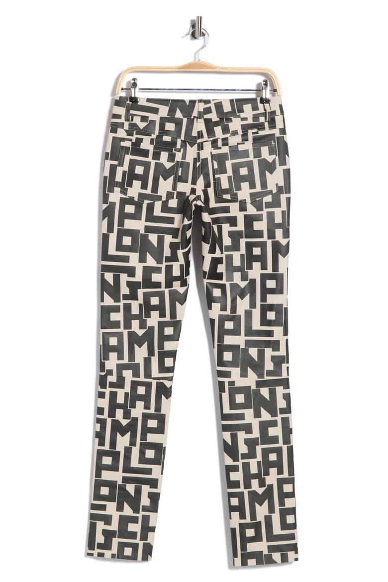 Logo Print Leather Pants, Alternate, color, CHALK