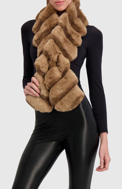 Lyla Grant Fur-free Chinchilla (faux Fur) Pull-through Scarf In Brown