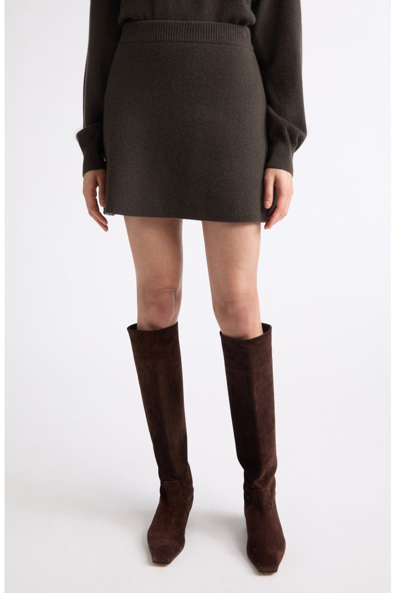 Clare Cashmere Miniskirt, Main, color, DARK FERN