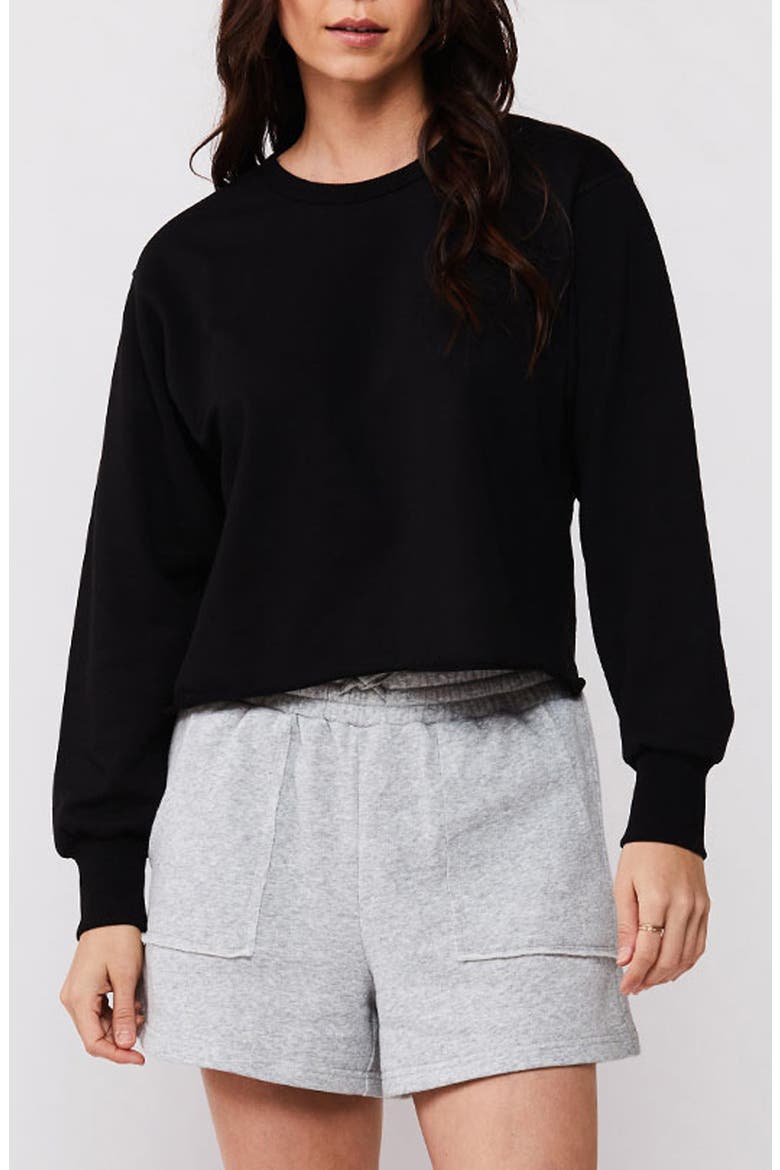Rolene Cotton Crop Sweatshirt, Main, color, BLACK