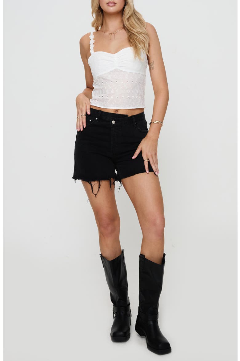 Franca Eyelet Rosette Strap Tank, Alternate, color, WHITE