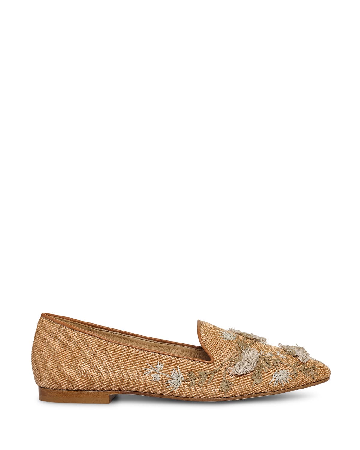 Flora Raffia Smoking Slipper, Main, color, Camel