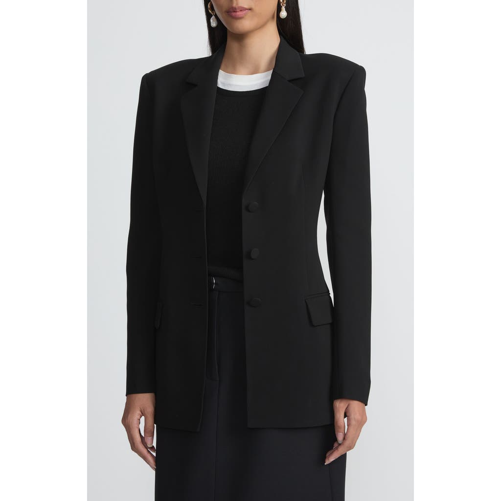 Lafayette 148 New York Single Breasted Three Button Blazer In Black