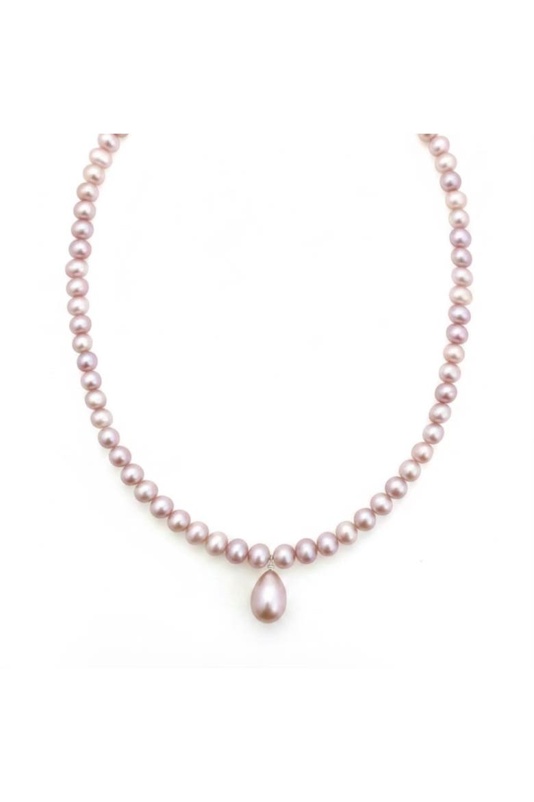 The Aura Pink Pearl Necklace, Main, color, Lavender-pink