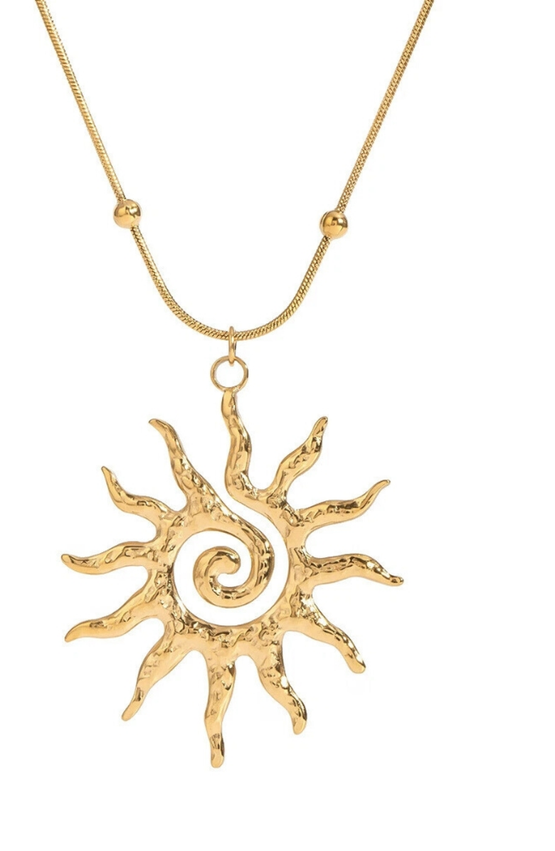 Humanist Beauty Vortex Sun Pendant Necklace, Alternate, color, Gold