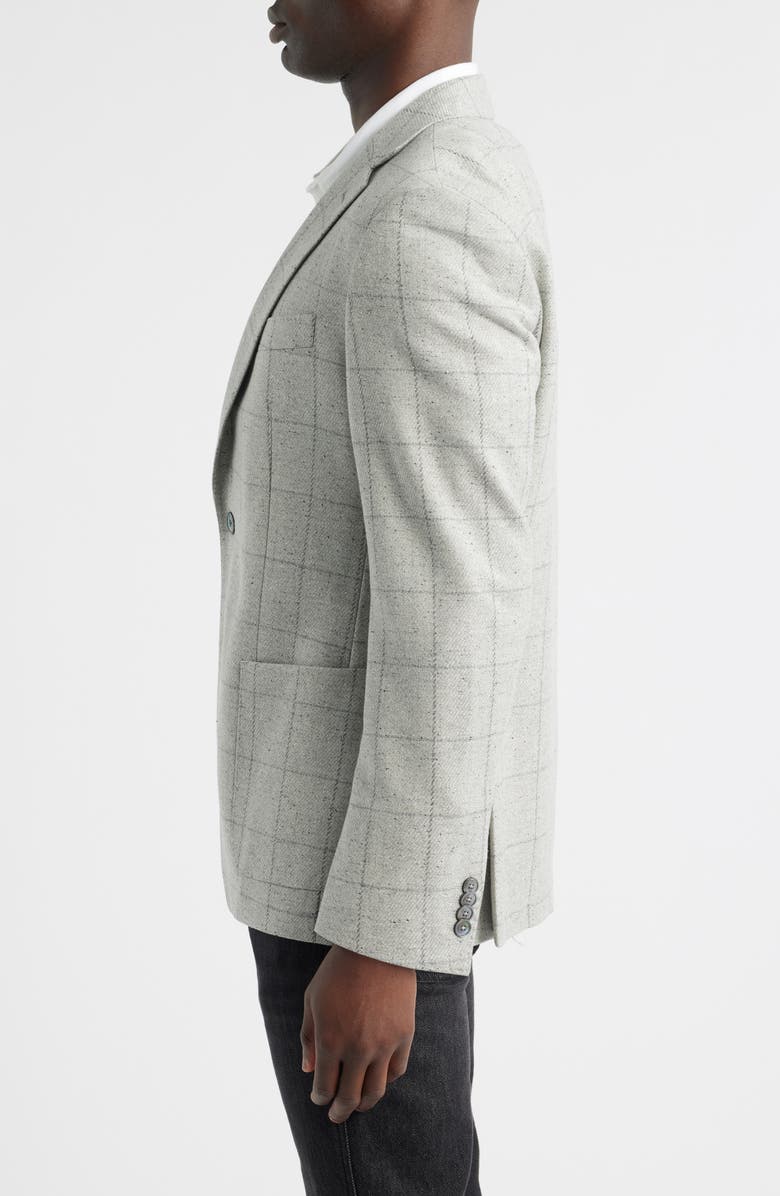 BOSS Hutson Slim Fit Windowpane Wool Blend Sport Coat, Alternate, color, Open Grey