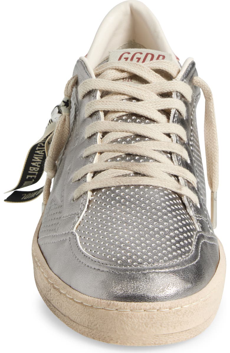 Golden Goose Ball Star Perforated Low Top Sneaker, Alternate, color, Silver/ Red