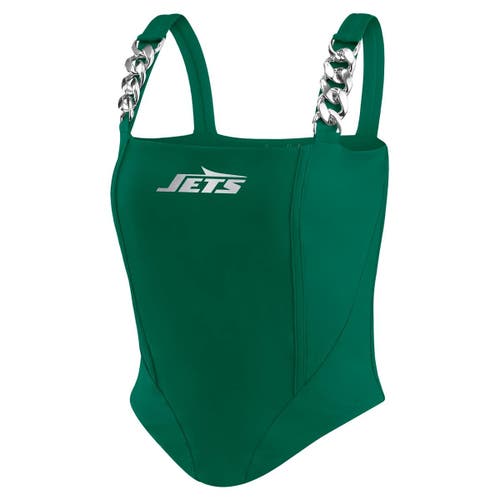 Wear By Erin Andrews X Gracie Hunt Green New York Jets Chain Link Corset Top