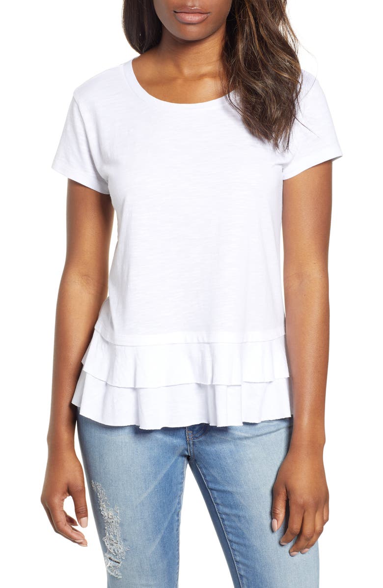 Caslon<sup>®</sup> Tiered Short Sleeve Tee, Main, color, 
