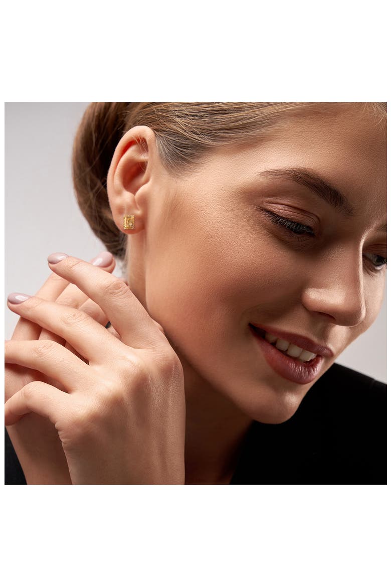 Citrine Octagon Stud Earrings, Alternate, color, YELLOW