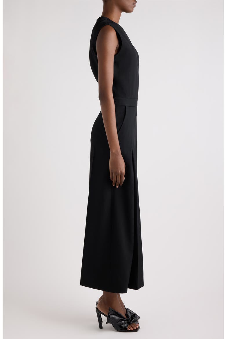 Pinched Sleeveless Midi Dress, Alternate, color, BLACK
