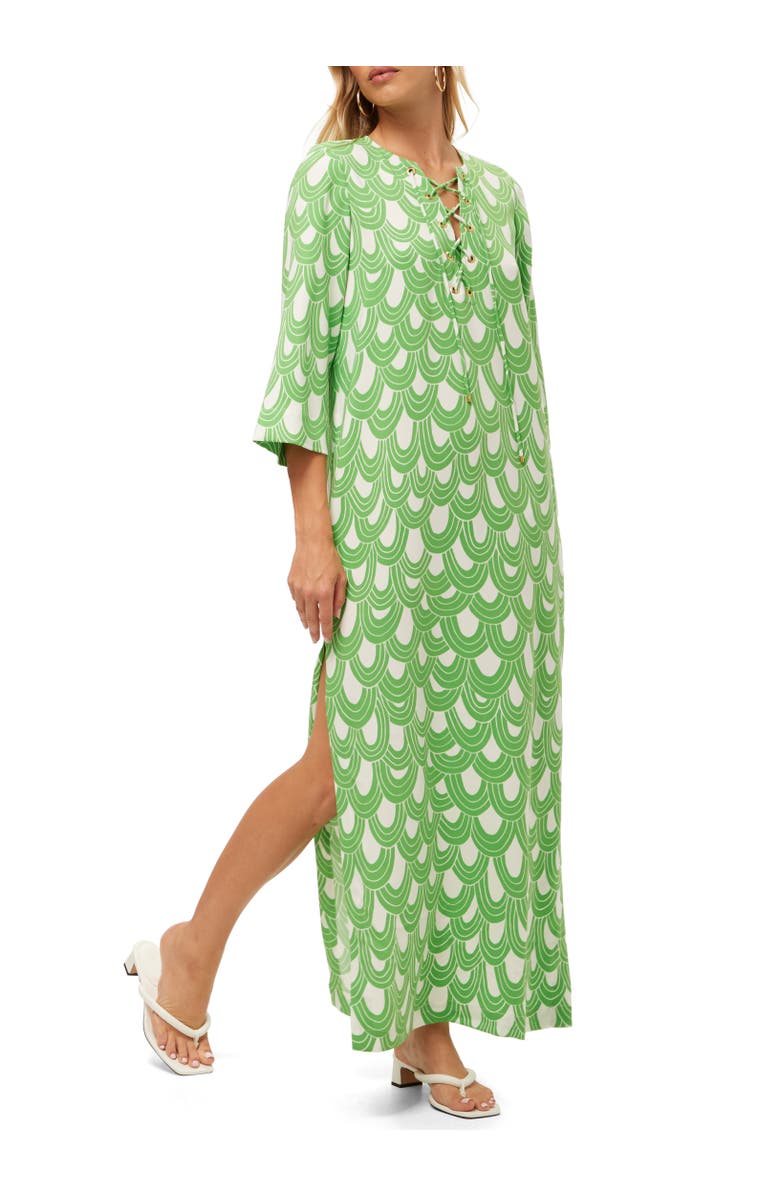 Trina Turk Catamaran Dress, Alternate, color, Grass Court Green/Whitewash