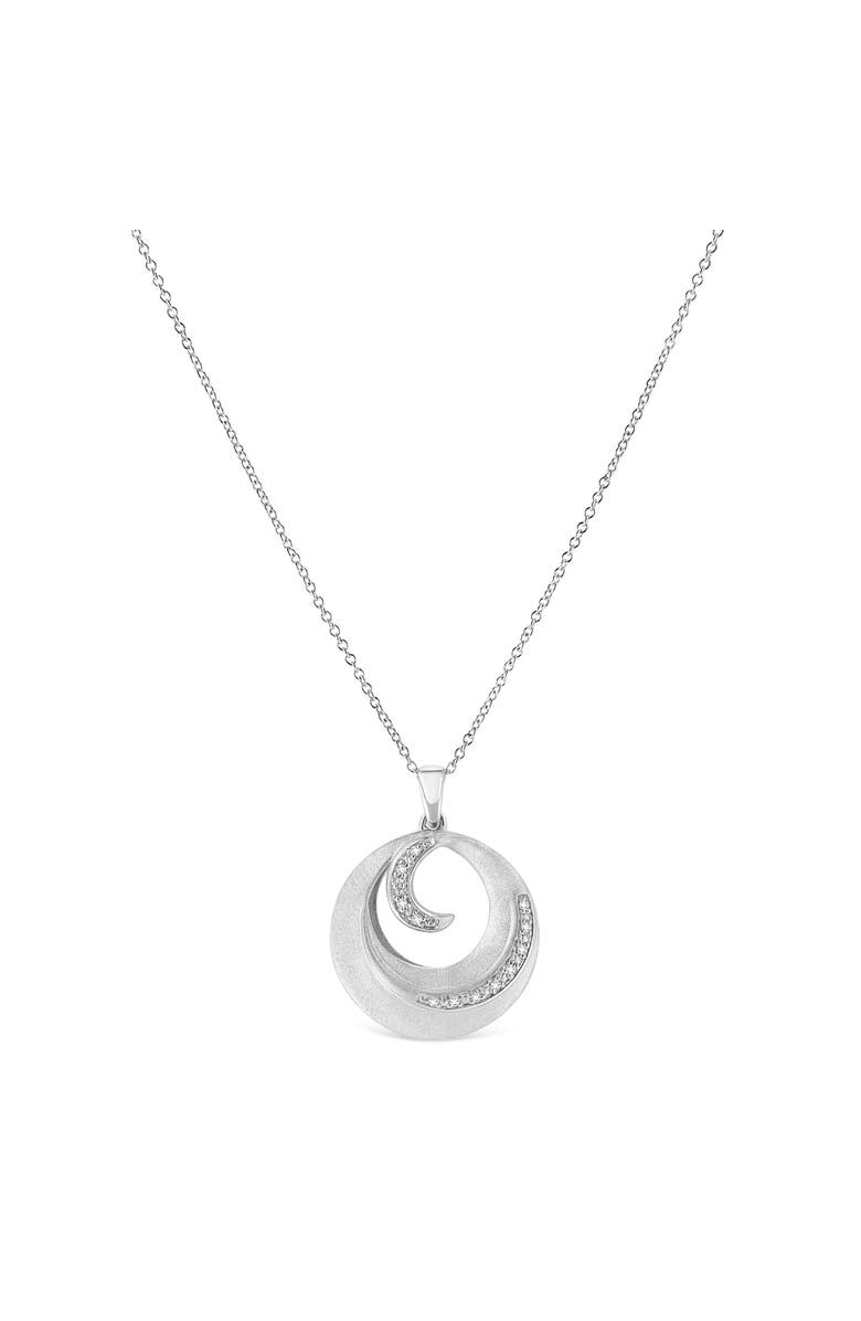 Haus of Brilliance .925 Sterling Silver Pave-Set Diamond Accent Fashion Circle Pendant Necklace, Alternate, color, White
