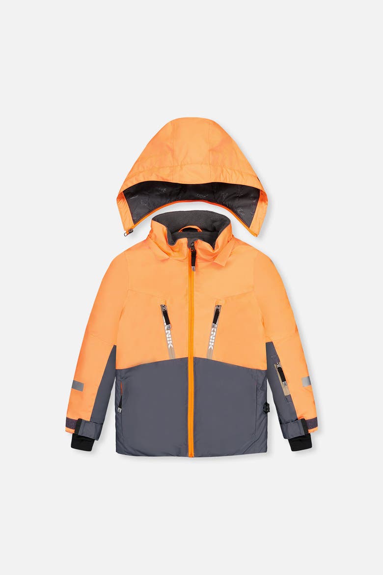 Teknik Fleece Jacket with Expandable Sleeves & Pants Two Piece Snowsuit, Alternate, color, Bright Orange, Grey and Taupe