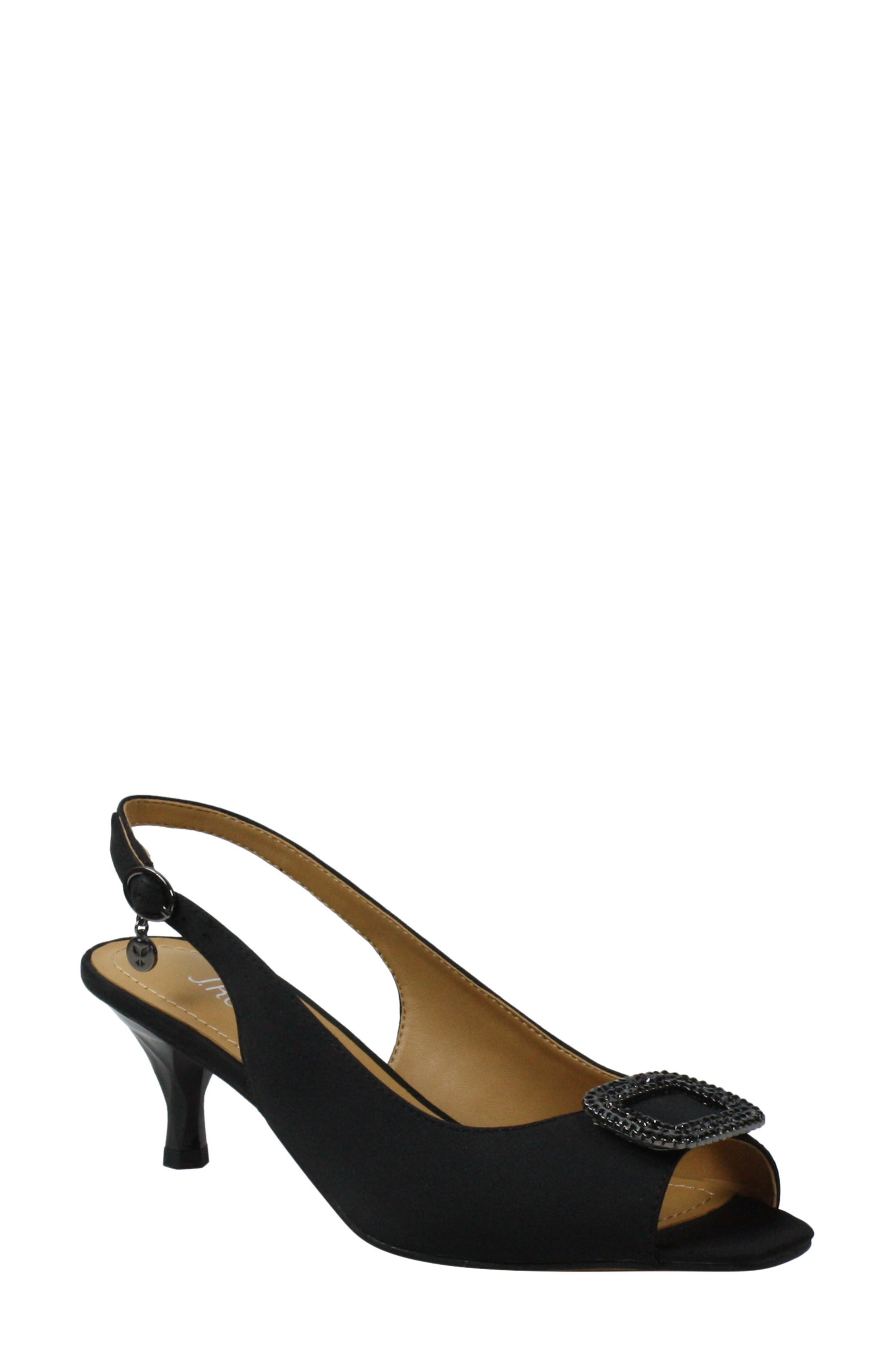 J. Reneé J.Renée Madeleina Slingback Sandal, Main, color, Black Satin