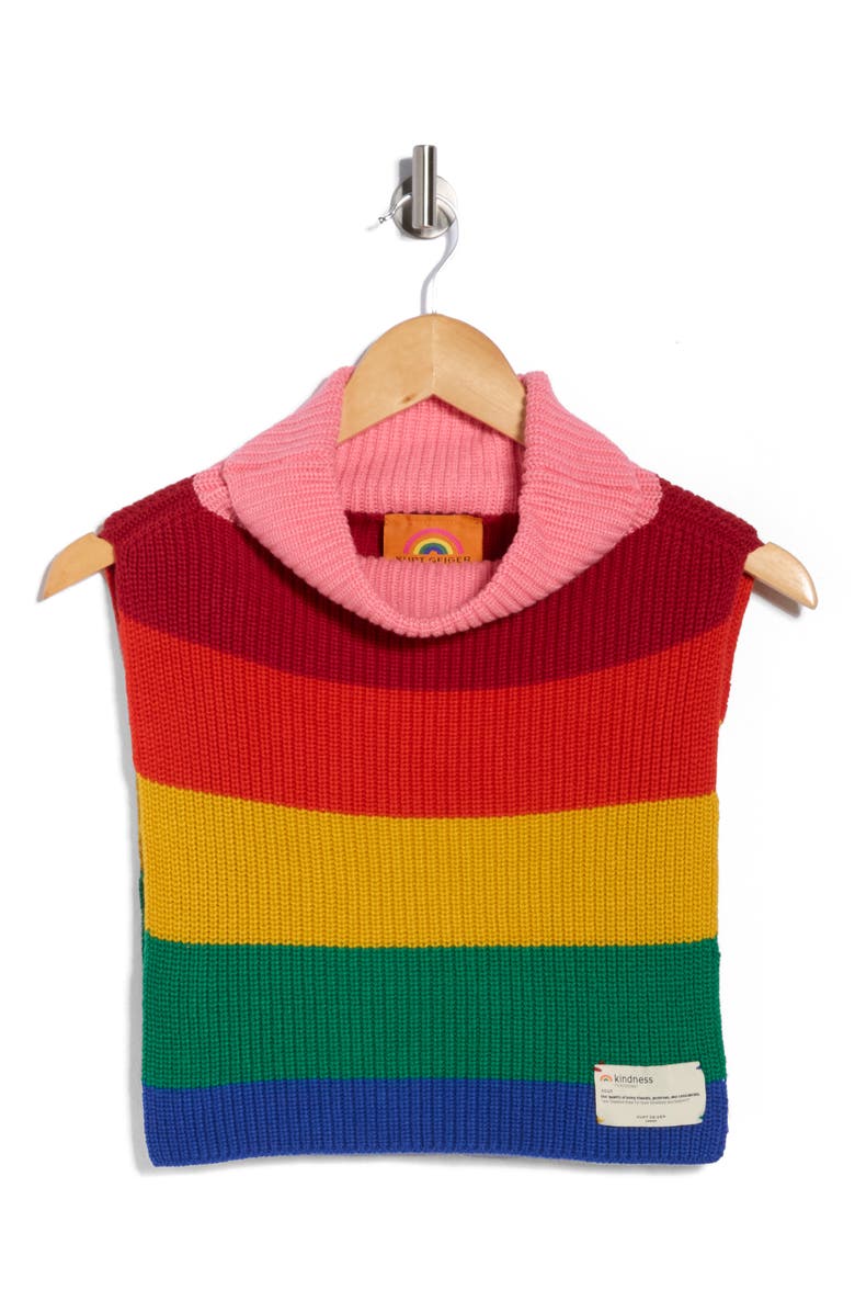 Kurt Geiger London Rainbow Stripe Turtleneck Collar, Alternate, color, Multi/ Other