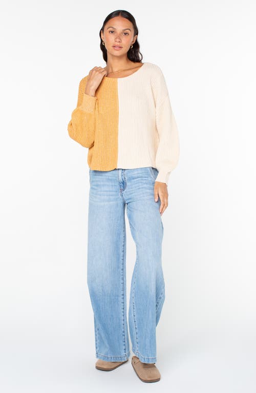 Roxy Sandbar Hop Colorblock Cotton Sweater In Neutral