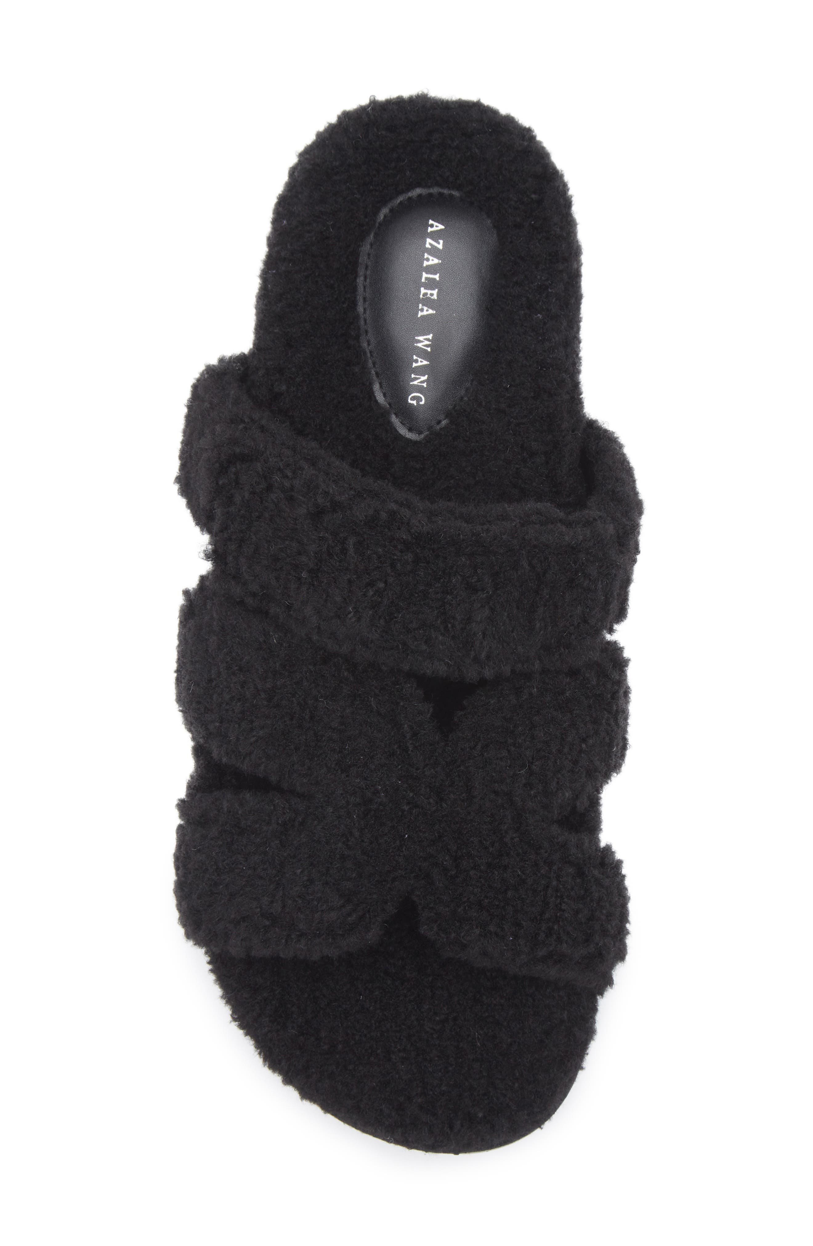 AZALEA WANG Vivek Faux Shearling Slide Sandal, Alternate, color, 