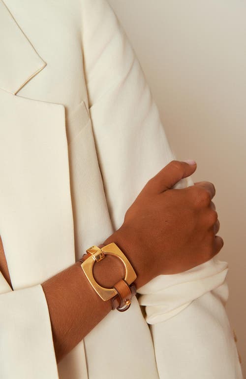 Cxc Aldaba Leather Bracelet In Brown