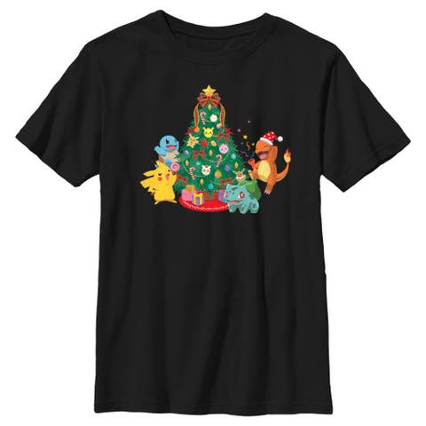 Boy's Pokemon Christmas Tree Characters  Graphic T-Shirt