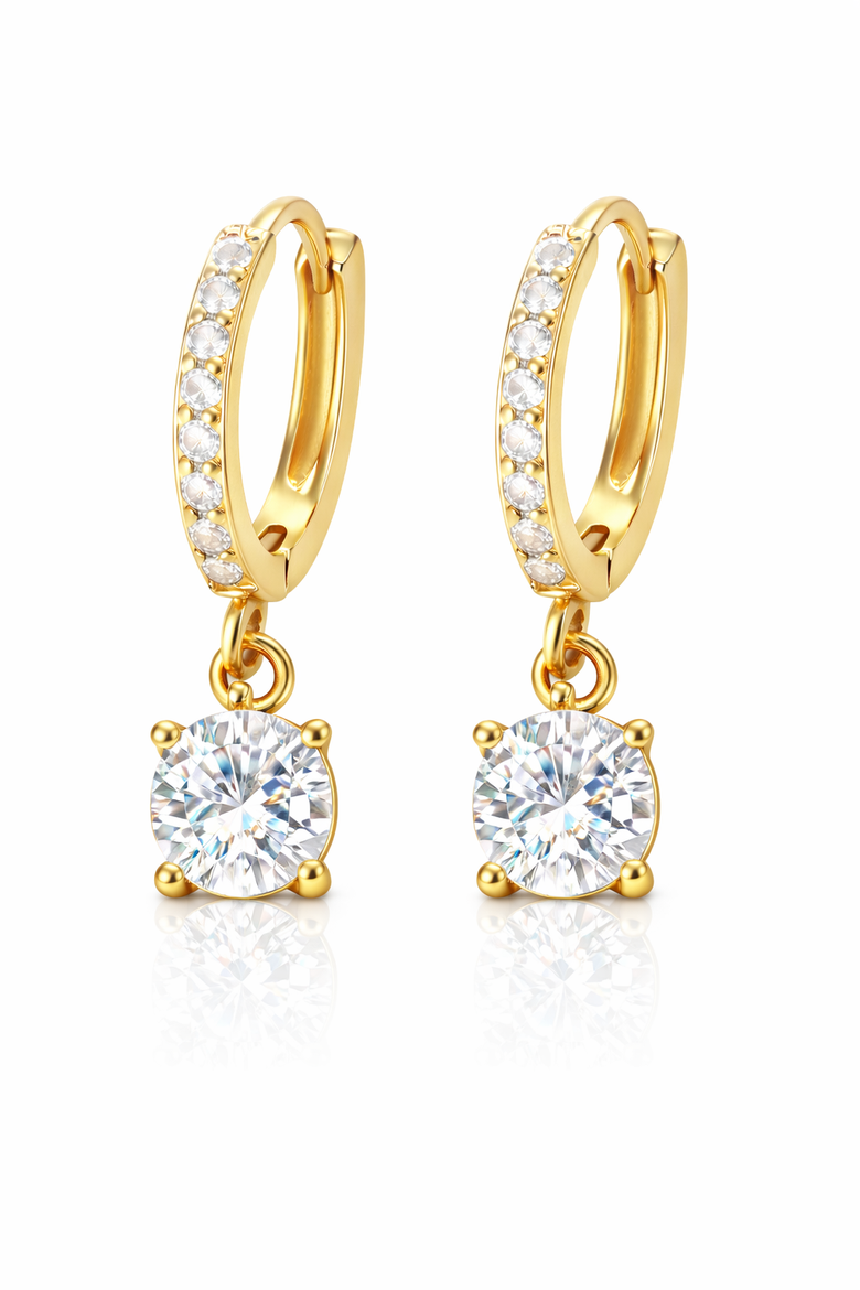 Crystal Huggie Drop Hoop Earrings, Alternate, color, Silver