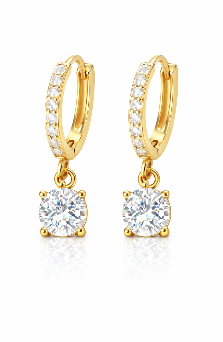 Donatello Gian Crystal Huggie Drop Hoop Earrings, Alternate, color, Gold