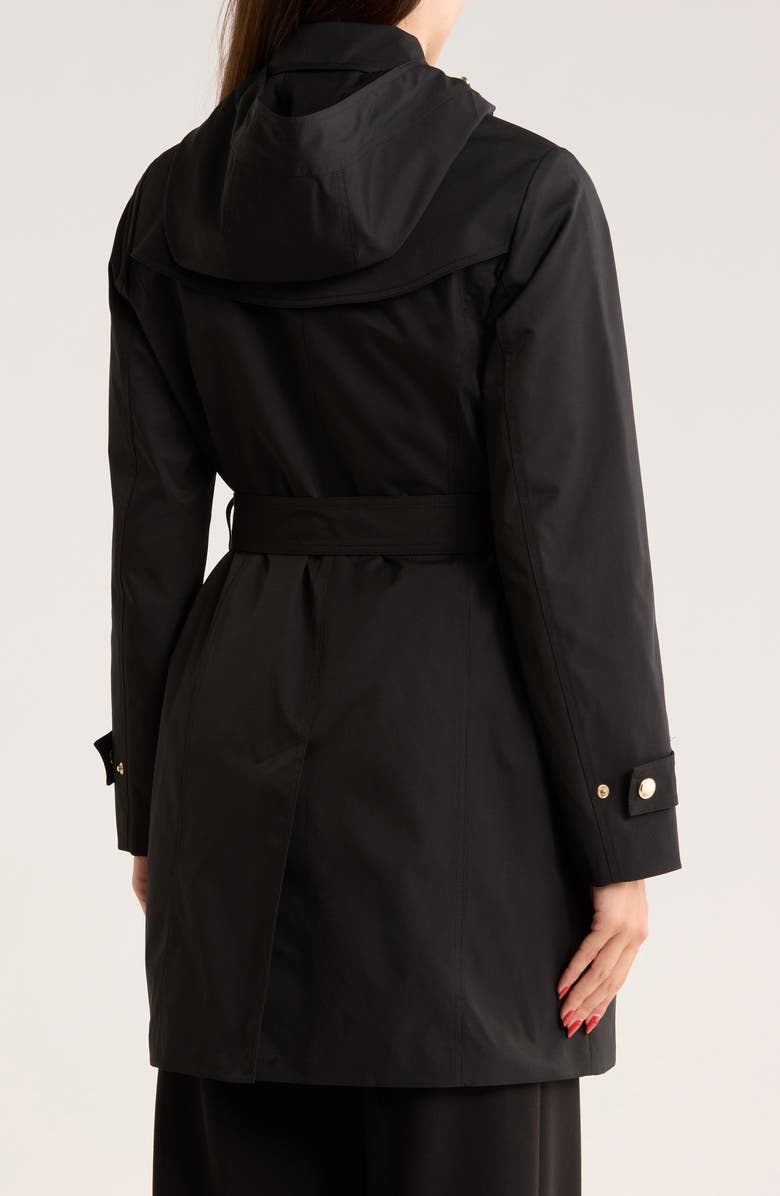 Michael Kors Water Resistant Belted Trench Coat, Alternate, color, Black
