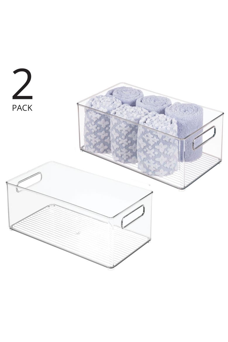 Stackable Fridge Bin - Kitchen Storage Bin for Pantry, Cabinets, or Fridge, Set of 2, Clear, Alternate, color, Clear