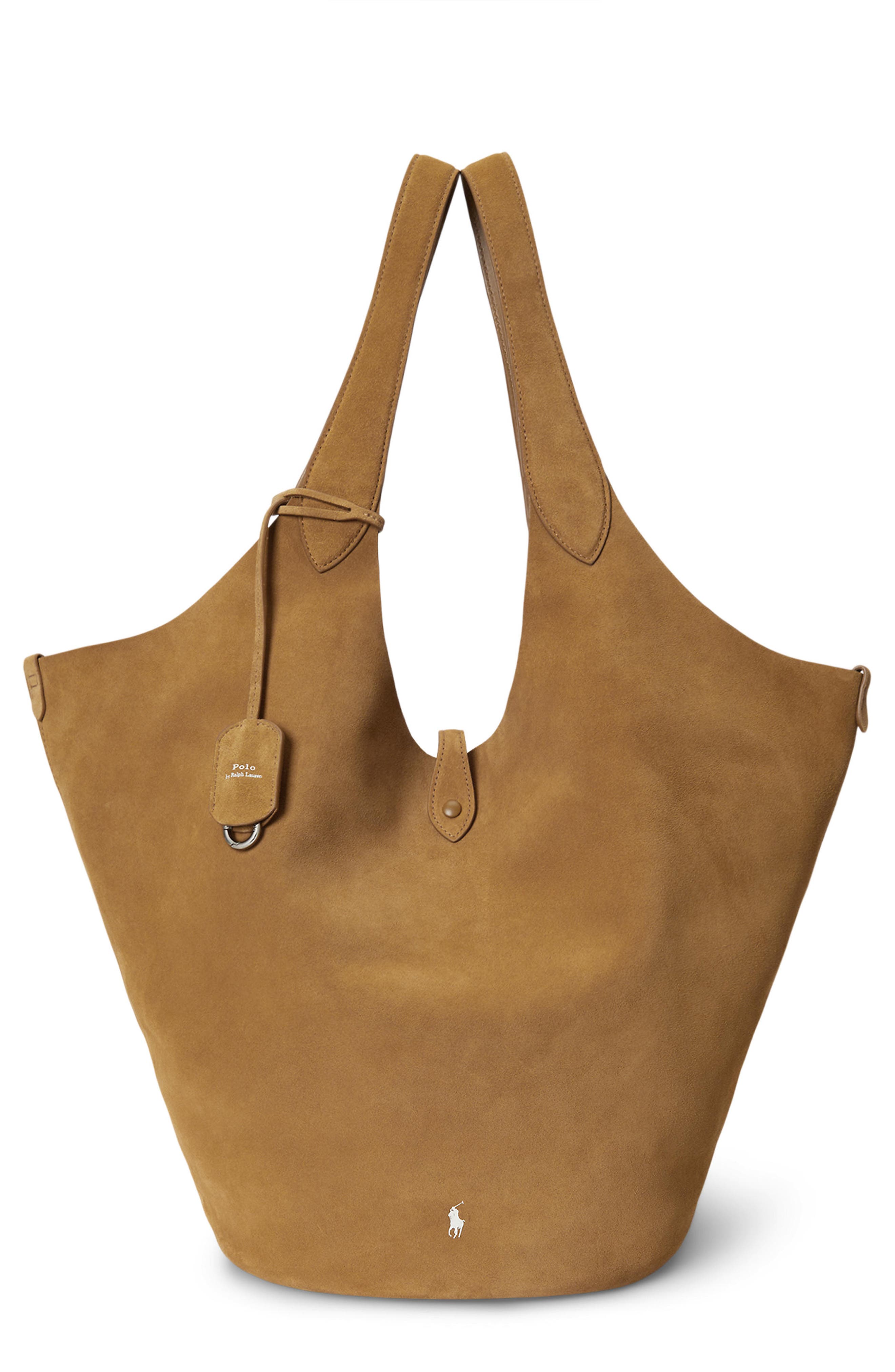 Large Suede Tote, Main, color, BROWN