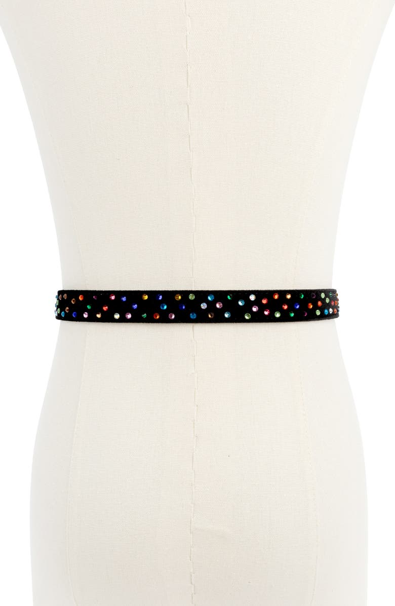 Kurt Geiger London Crystal Stud Velvet Belt, Alternate, color, Classic Rainbow