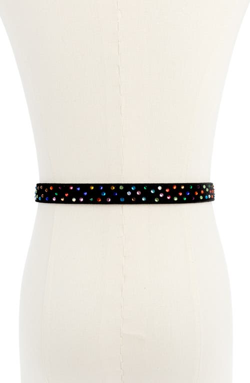 Kurt Geiger London Crystal Stud Velvet Belt In Black