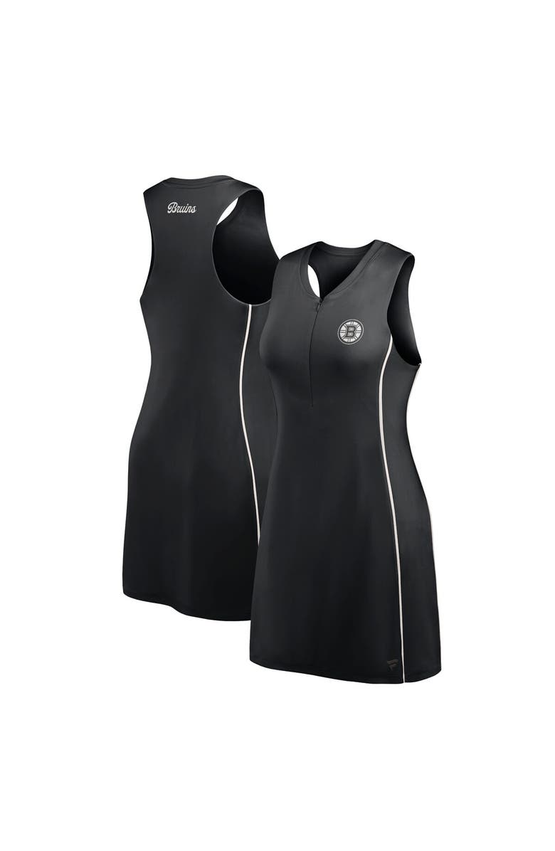 FANATICS Women's Fanatics Black Boston Bruins Studio Boost Athletic Half-Zip Dress, Alternate, color, Black