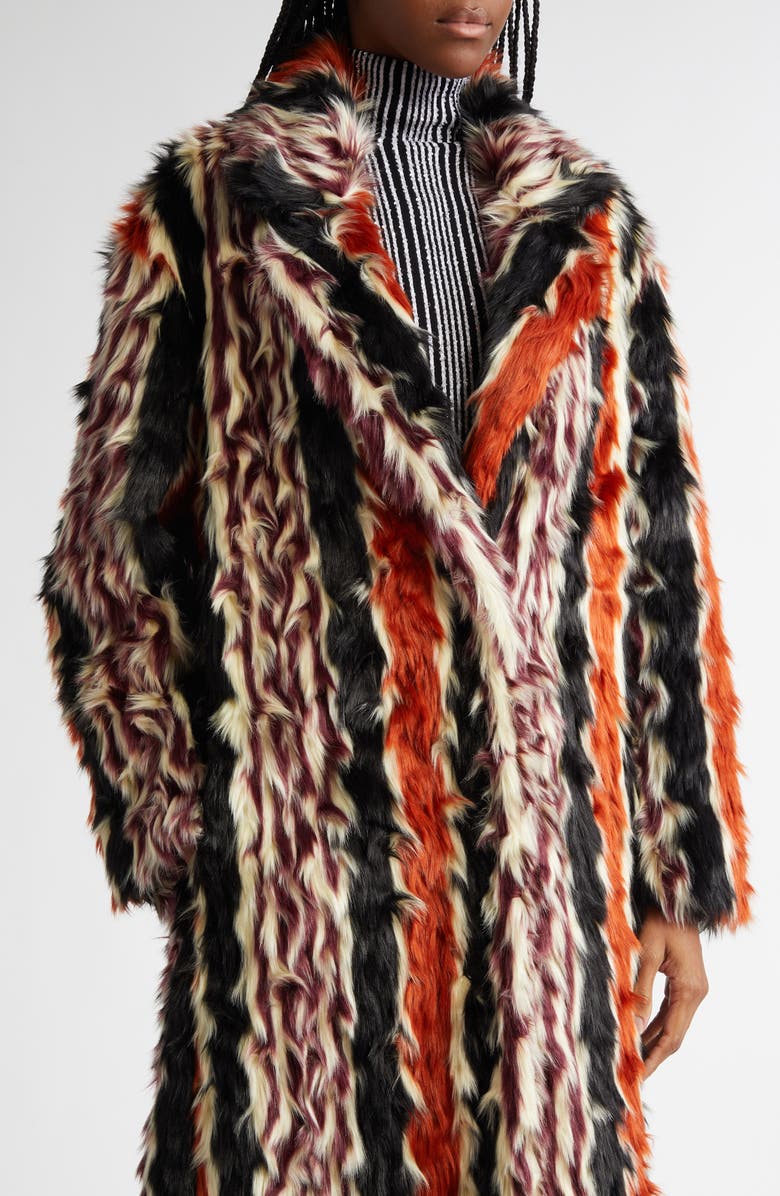Missoni Stripe Faux Fur Long Coat, Alternate, color,