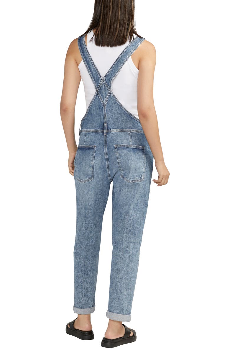 Silver Jeans Co. Baggy Straight Leg Denim Overalls, Alternate, color, 